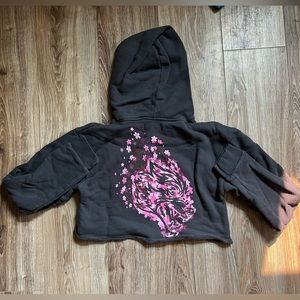 Darc sport she wolf Sakura blossom crop hoodie